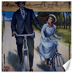 Couple On Bicycle Canvas 12  x 12 