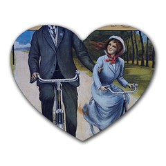 Couple On Bicycle Heart Mousepads by vintage2030