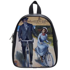 Couple On Bicycle School Bag (small) by vintage2030