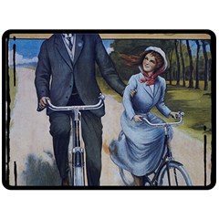Couple On Bicycle Fleece Blanket (Large) 