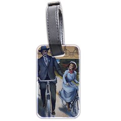 Couple On Bicycle Luggage Tags (two Sides) by vintage2030