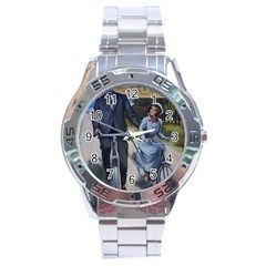 Couple On Bicycle Stainless Steel Analogue Watch