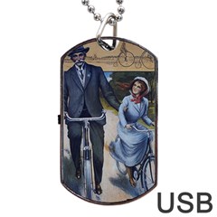 Couple On Bicycle Dog Tag USB Flash (Two Sides)