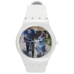 Couple On Bicycle Round Plastic Sport Watch (m) by vintage2030