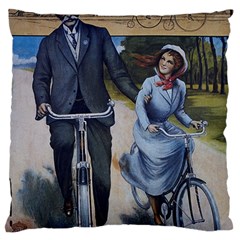 Couple On Bicycle Large Cushion Case (Two Sides)