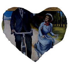 Couple On Bicycle Large 19  Premium Heart Shape Cushions