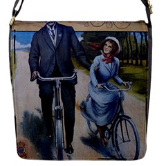 Couple On Bicycle Flap Closure Messenger Bag (S)