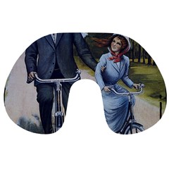 Couple On Bicycle Travel Neck Pillows by vintage2030