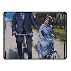 Couple On Bicycle Double Sided Fleece Blanket (Small) 