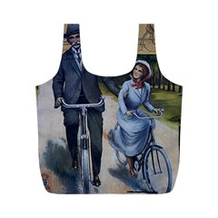 Couple On Bicycle Full Print Recycle Bag (M)
