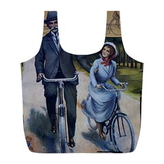 Couple On Bicycle Full Print Recycle Bag (L)