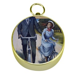 Couple On Bicycle Gold Compasses