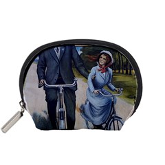 Couple On Bicycle Accessory Pouch (small) by vintage2030