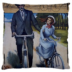 Couple On Bicycle Large Flano Cushion Case (Two Sides)