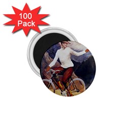 Woman On Bicycle 1 75  Magnets (100 Pack)  by vintage2030