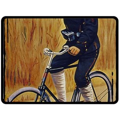 Policeman On Bicycle Double Sided Fleece Blanket (large)  by vintage2030