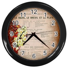 Letter Floral Wall Clock (black) by vintage2030