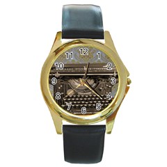 Typewriter Round Gold Metal Watch by vintage2030