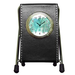 Splash Teal Pen Holder Desk Clock