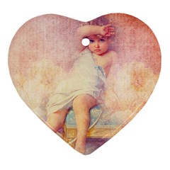 Baby In Clouds Ornament (Heart)