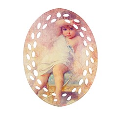 Baby In Clouds Oval Filigree Ornament (Two Sides)
