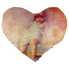 Baby In Clouds Large 19  Premium Flano Heart Shape Cushions