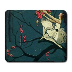 Girl And Flowers Large Mousepads