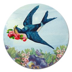 Blue Bird Magnet 5  (round) by vintage2030