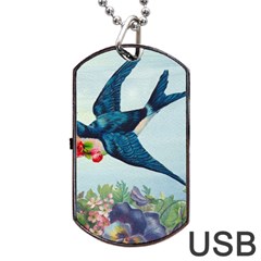 Blue Bird Dog Tag Usb Flash (two Sides) by vintage2030