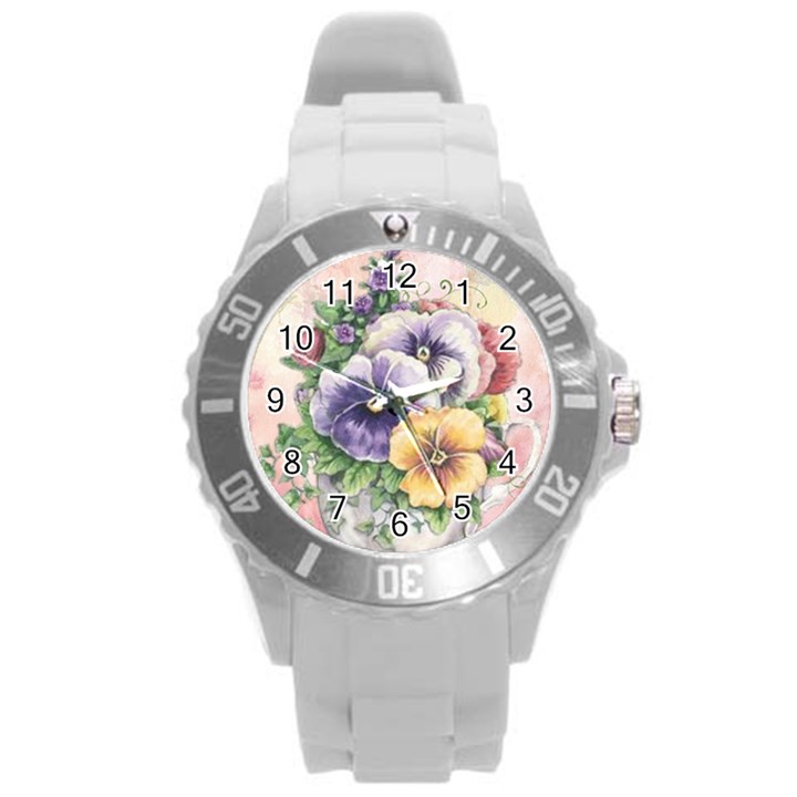 Lowers Pansy Round Plastic Sport Watch (L)