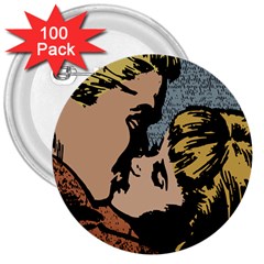 Kiss Kiss 3  Buttons (100 Pack)  by vintage2030