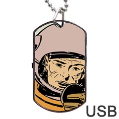 Astronaut Retro Dog Tag Usb Flash (two Sides)