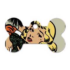 Hugging Retro Couple Dog Tag Bone (two Sides) by vintage2030