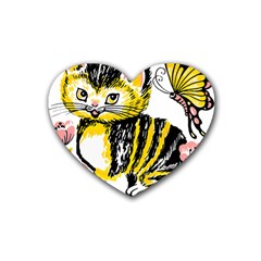 Cat 1348502 1920 Rubber Coaster (heart)  by vintage2030