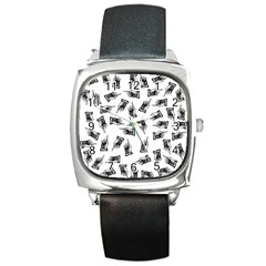 Pointing Finger Pattern Square Metal Watch by Valentinaart