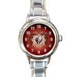 Wonderful Heart With Decorative Elements Round Italian Charm Watch Front