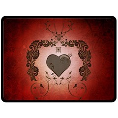 Wonderful Heart With Decorative Elements Fleece Blanket (large)  by FantasyWorld7