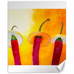 Three Red Chili Peppers Canvas 11  X 14  by FunnyCow