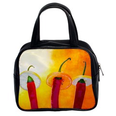 Three Red Chili Peppers Classic Handbag (two Sides) by FunnyCow