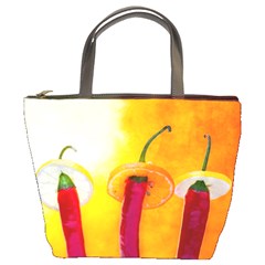 Three Red Chili Peppers Bucket Bag by FunnyCow