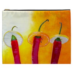 Three Red Chili Peppers Cosmetic Bag (xxxl) by FunnyCow
