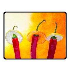 Three Red Chili Peppers Double Sided Fleece Blanket (small)  by FunnyCow
