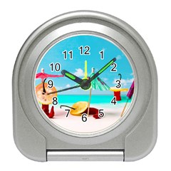 Red Chili Peppers On The Beach Travel Alarm Clock by FunnyCow