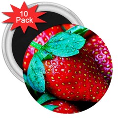 Red Strawberries 3  Magnets (10 Pack)  by FunnyCow