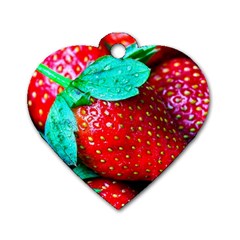 Red Strawberries Dog Tag Heart (one Side) by FunnyCow