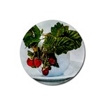 Red Raspberries In A Teacup Rubber Round Coaster (4 pack)  Front