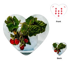 Red Raspberries In A Teacup Playing Cards (heart)  by FunnyCow