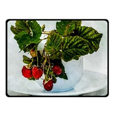 Red Raspberries In A Teacup Fleece Blanket (small) by FunnyCow