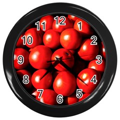 Pile Of Red Tomatoes Wall Clock (black) by FunnyCow