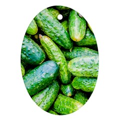 Pile Of Green Cucumbers Ornament (oval) by FunnyCow